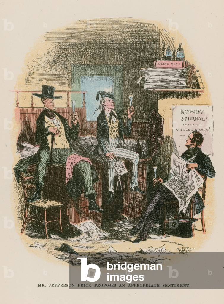 Illustration for Martin Chuzzlewit (colour litho)