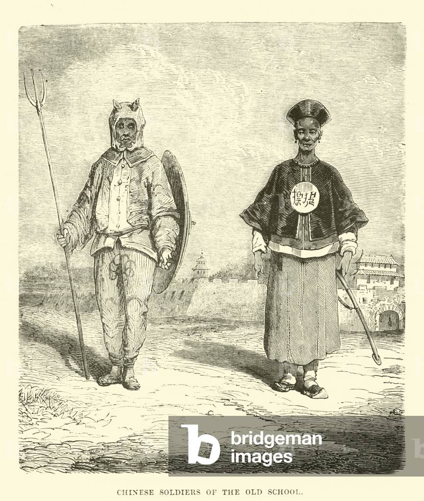 Chinese soldiers of the old school (engraving)