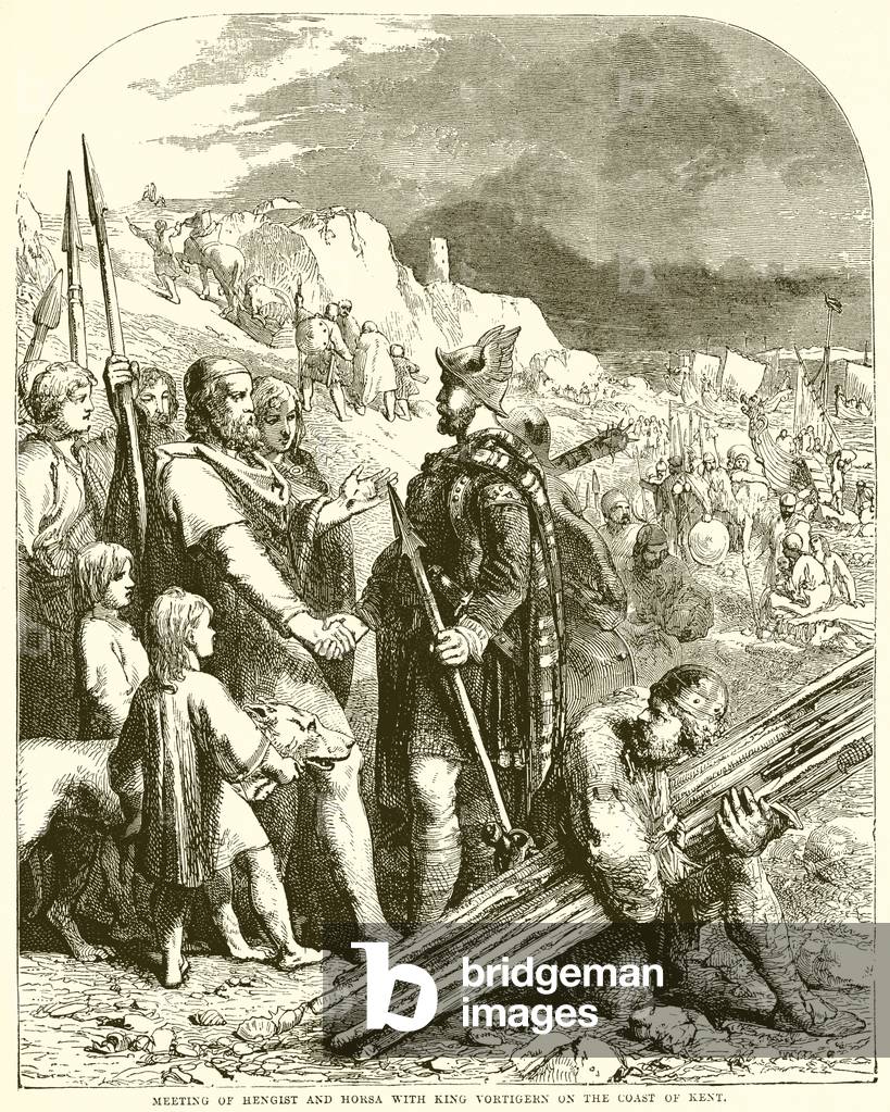 Metting of Hnegist and Horsa with King Vortigern on the Coast of Kent (engraving)