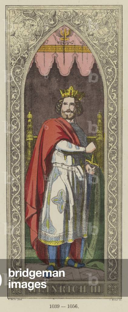 Heinrich III, 1039-1056 (coloured engraving)