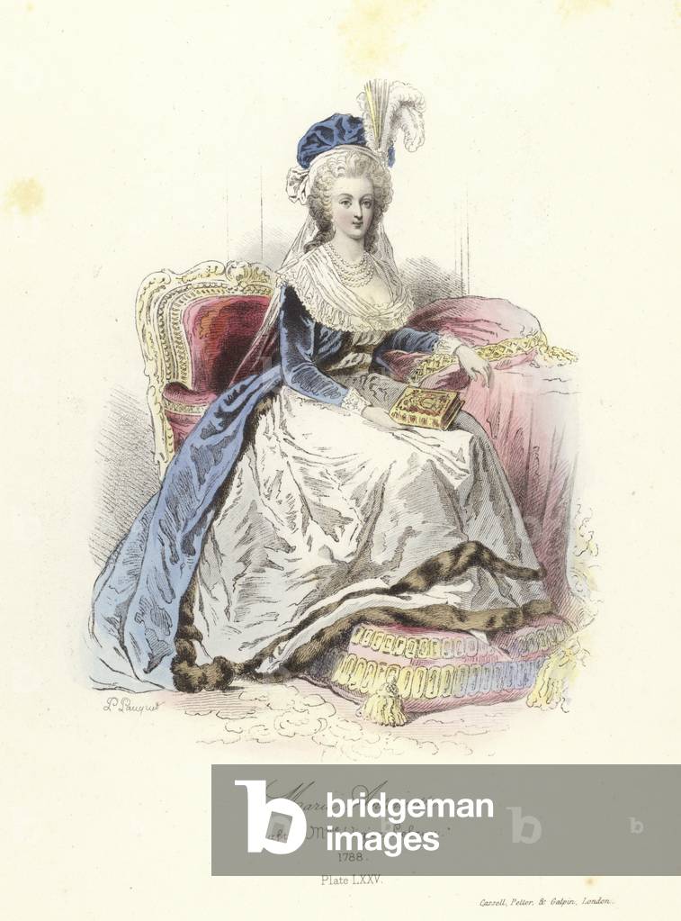 Marie Antoinette, Queen Consort of Louis XVI of France (coloured engraving)