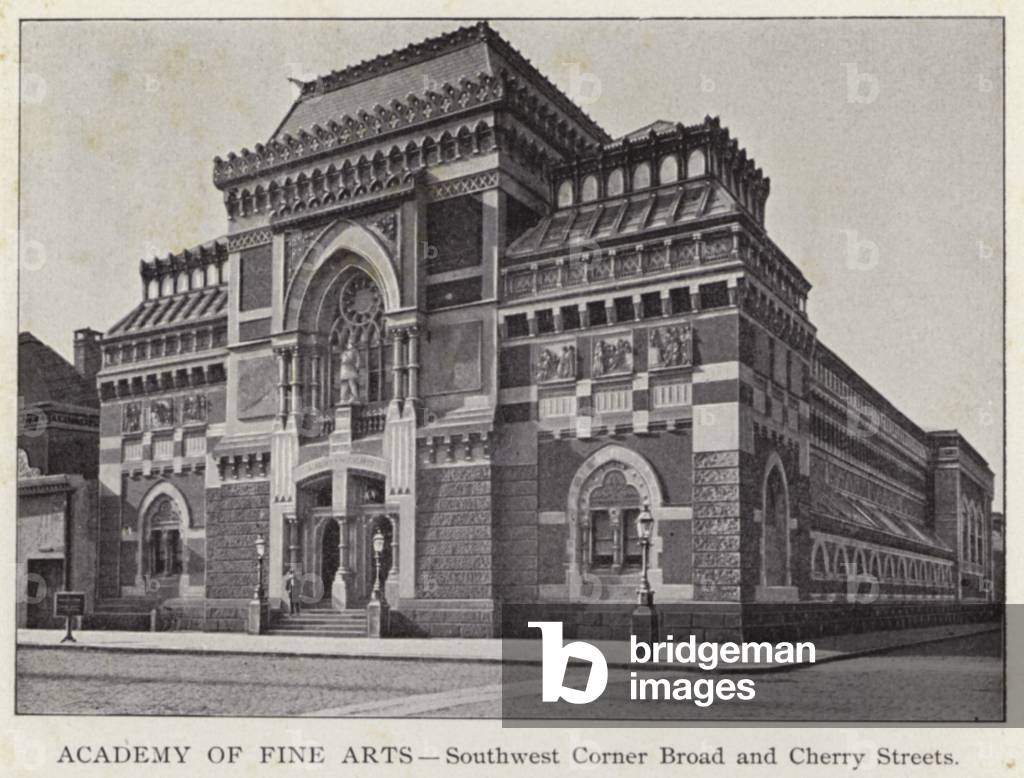 Philadelphia: Academy of Fine Arts, Southwest Corner Broad and Cherry Streets (b/w photo)