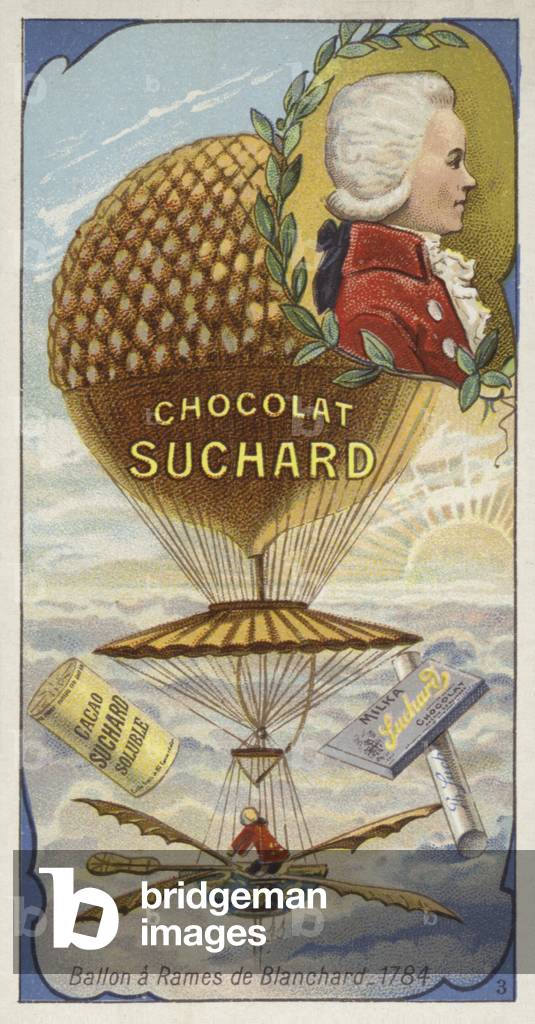 Blanchard's balloon with oars, 1784 (chromolitho)
