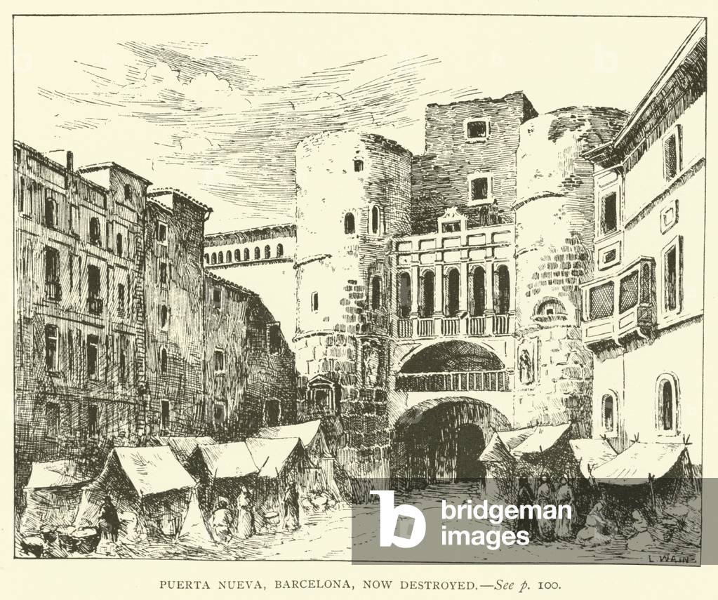 Puerta Nueva, Barcelona, now destroyed (engraving)