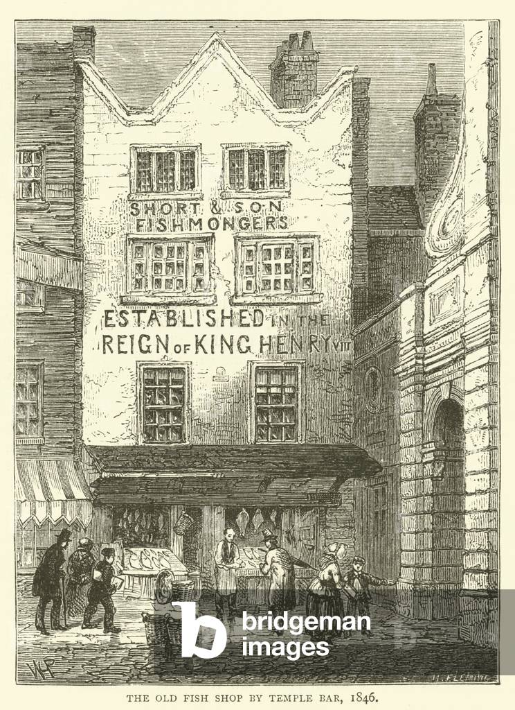 The Old Fish Shop by Temple Bar, 1846 (engraving)