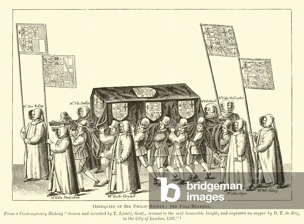 Obsequies of Sir Philip Sidney, the Pall-Bearers (engraving)