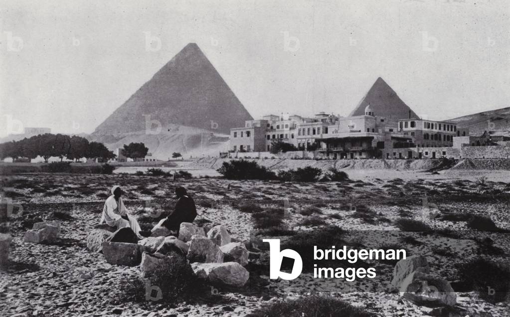Egypt: Mena House Hotel, near the Pyramids of Gizeh (b/w photo)