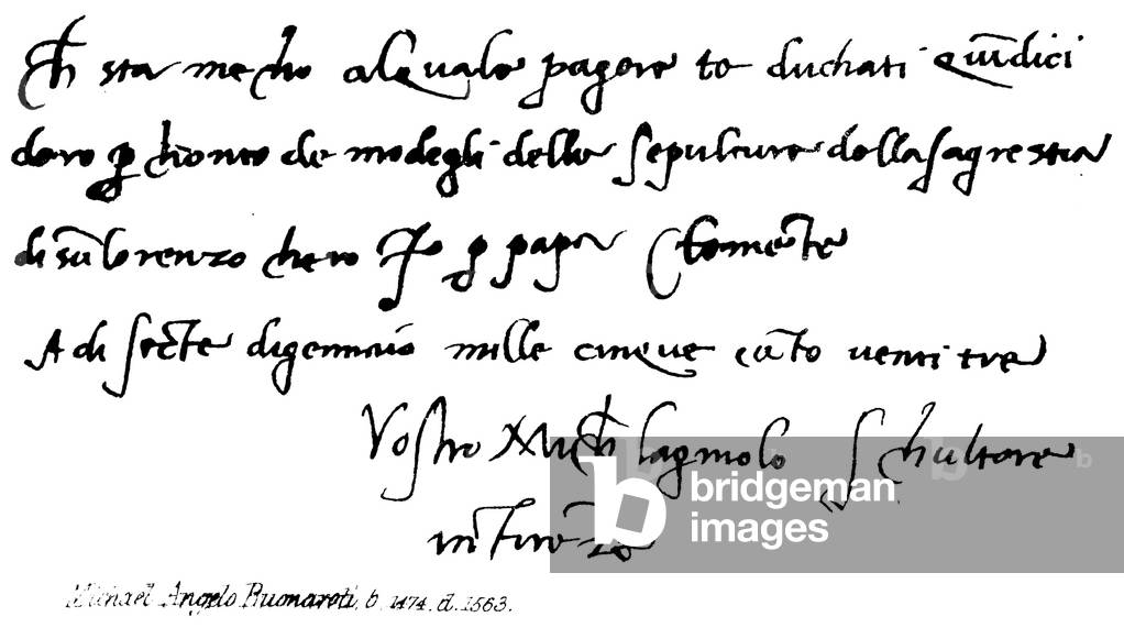 Michael Angelo Buonaroti, b 1474, d 1563 (engraving)