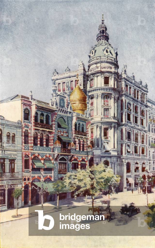 Moorish Building and Messrs Guinle's Offices, Avenida Rio Branco (colour litho)