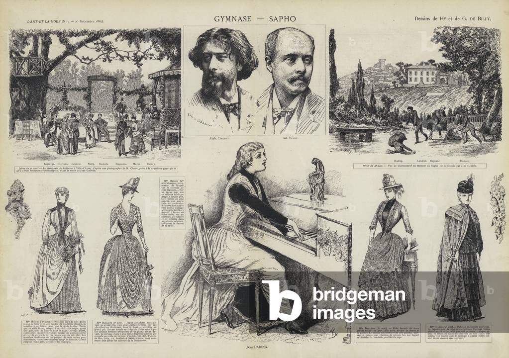 Performance of Alphonse Daudet and Adolphe Belot's play Sapho at the Theatre du Gymnase, Paris, 1885 (litho)