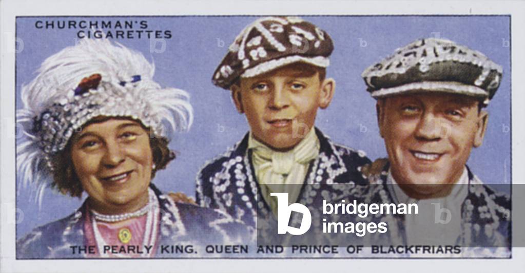 The Pearly King, Queen and Prince of Blackfriars (colour litho)