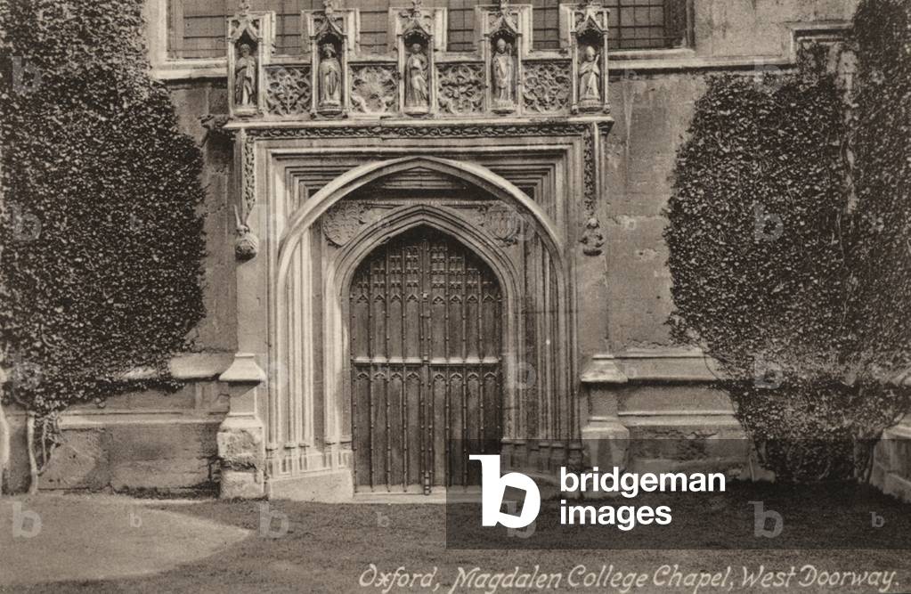 Oxford, Magdalen College Chapel, West Doorway (b/w photo)