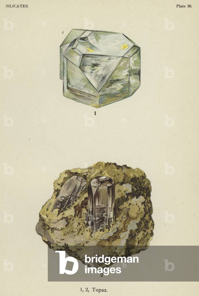 Silicates, topaz (colour litho)