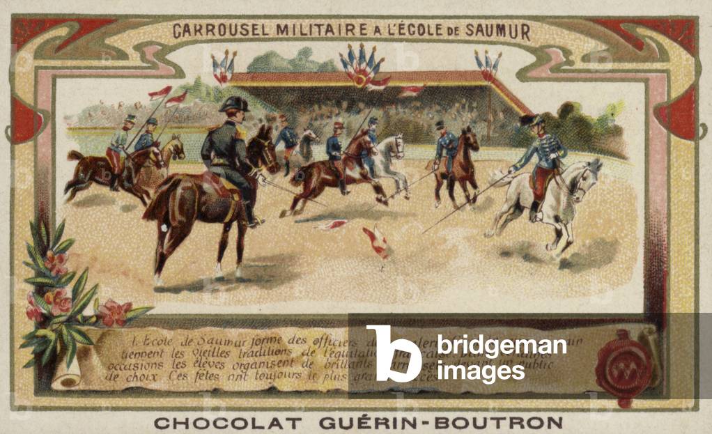 Military tattoo at the School of Saumur, France (chromolitho)