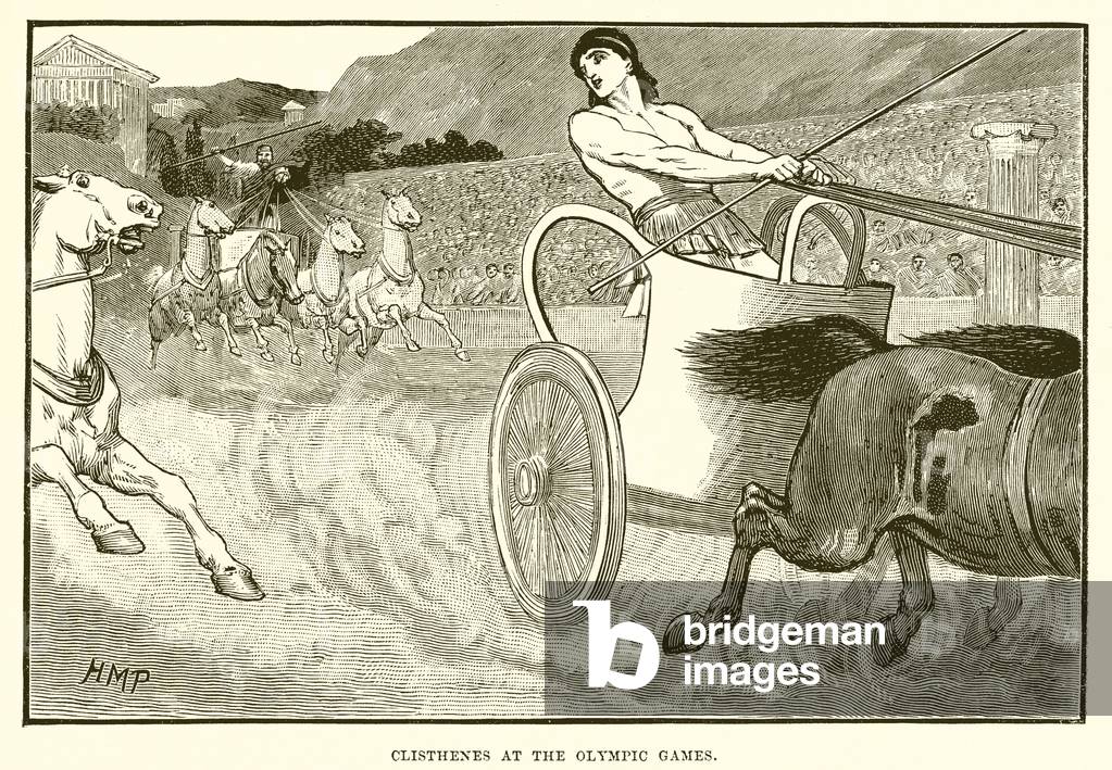 Clisthenes at the Olympic games (engraving)