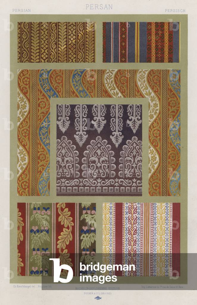 L'Ornement Des Tissus: Persian, Persan, Persisch (colour litho)