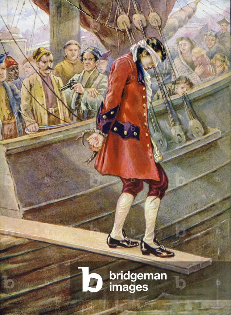 Walking the plank (colour litho)