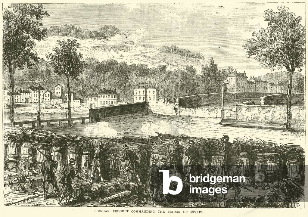 Prussian redoubt commanding the Bridge of Sevres (engraving)
