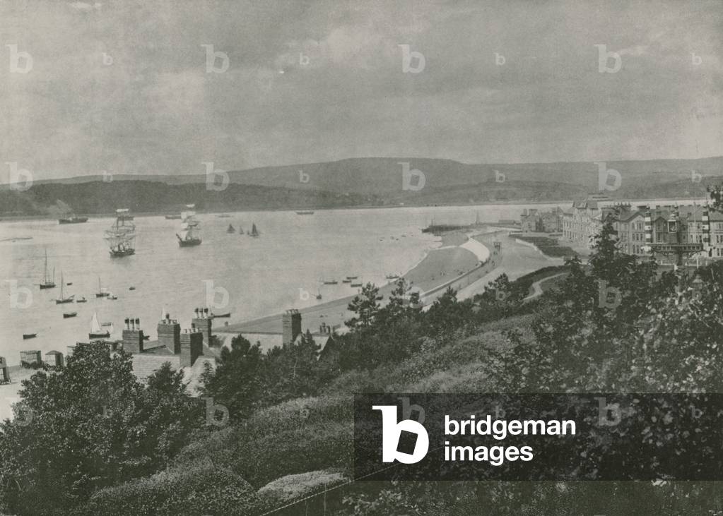 Exmouth, View showing the Beach and the Opposite Shore (b/w photo)