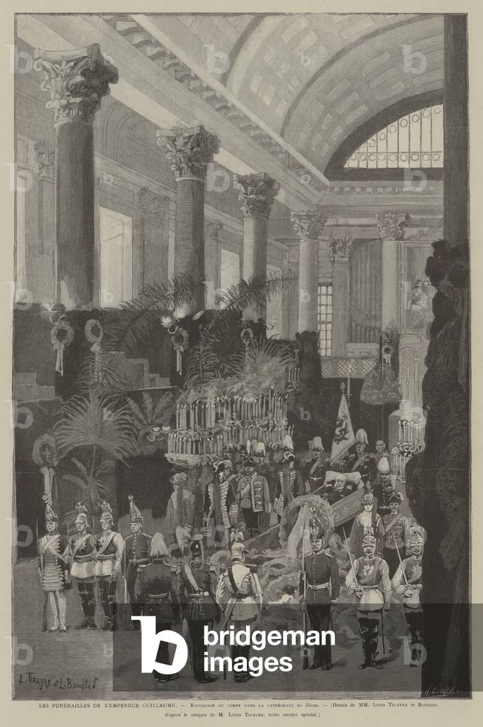 Les Funerailles de L'Empereur Guillaume, Exposition du corps dans la cathedrale du Dome (engraving)