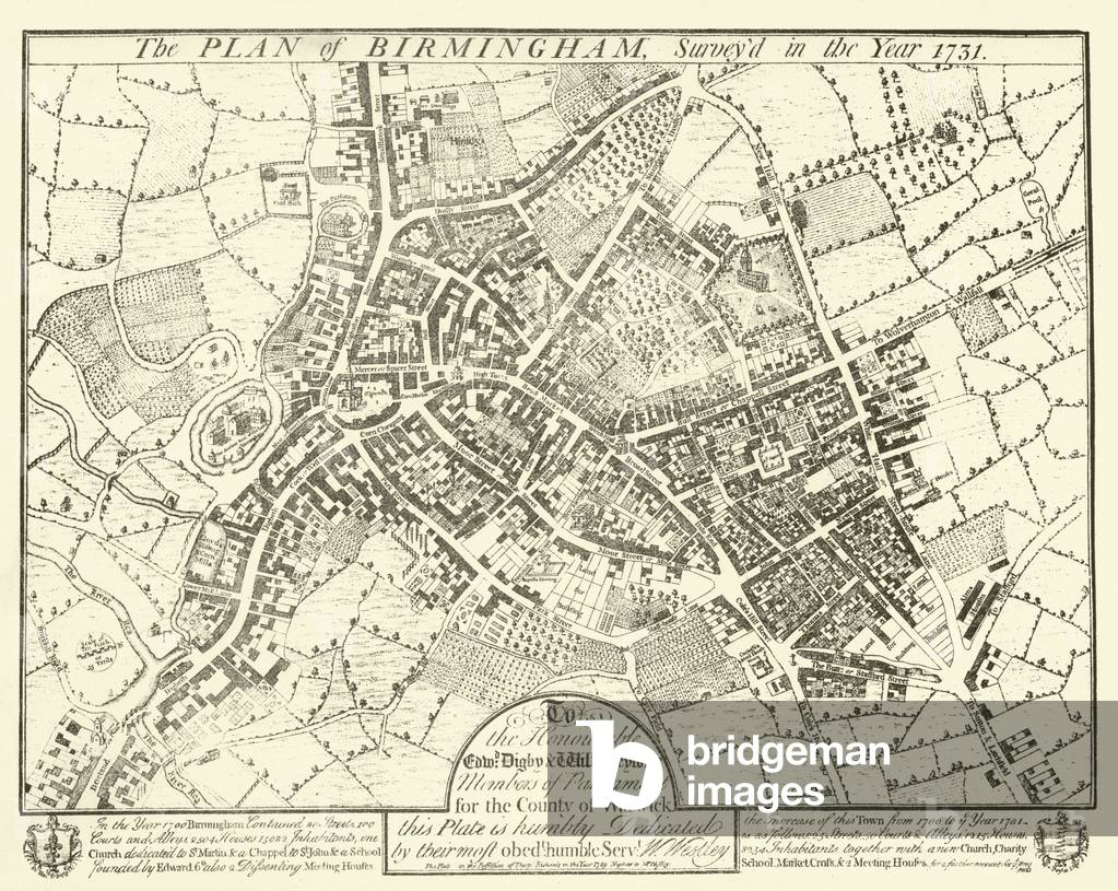 The plan of Birmingham, surveyed in the year 1731 (engraving)