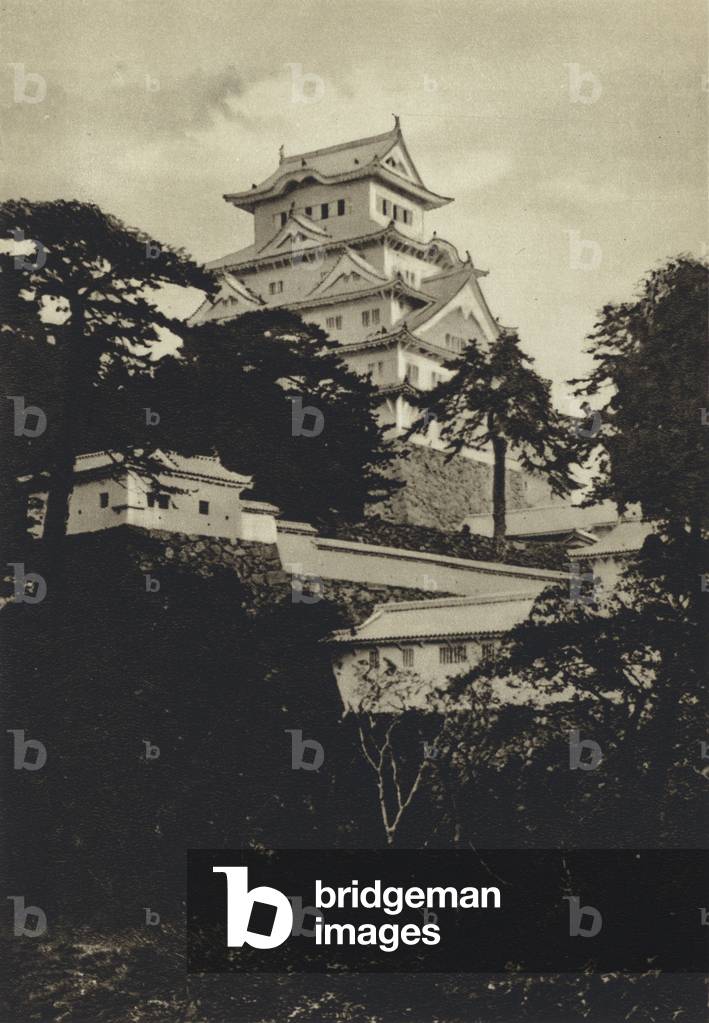 Japan, The Himeji Castle (b/w photo)