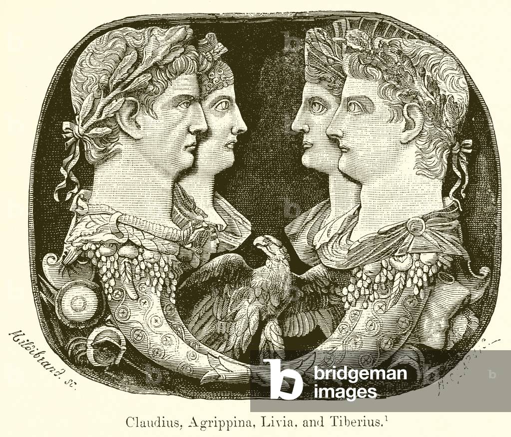 Claudius, Agrippina, Livia, and Tiberius (engraving)
