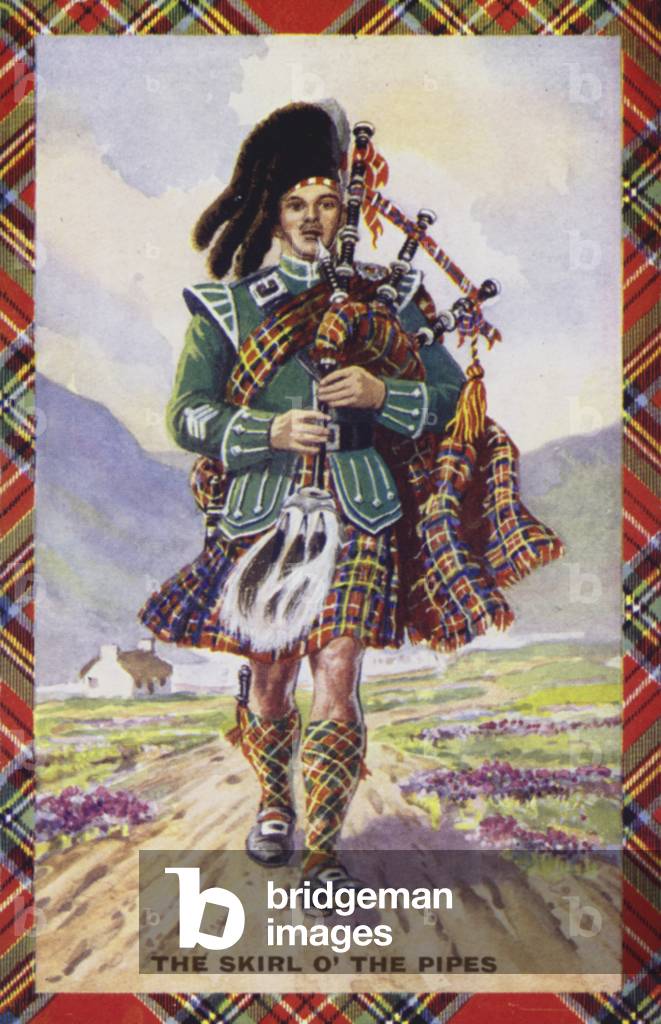 The Skirl of the Pipes (colour litho)