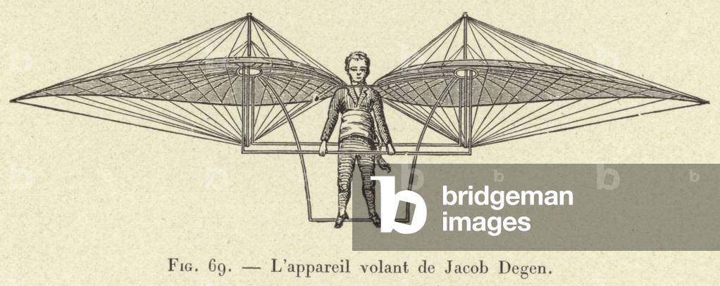 L'appareil volant de Jacob Degen (engraving)