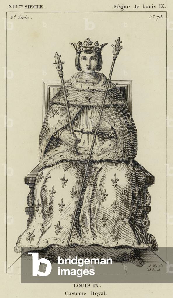 XIII Siecle, Regne de Louis IX, Louis IX, Costume Royal (engraving)