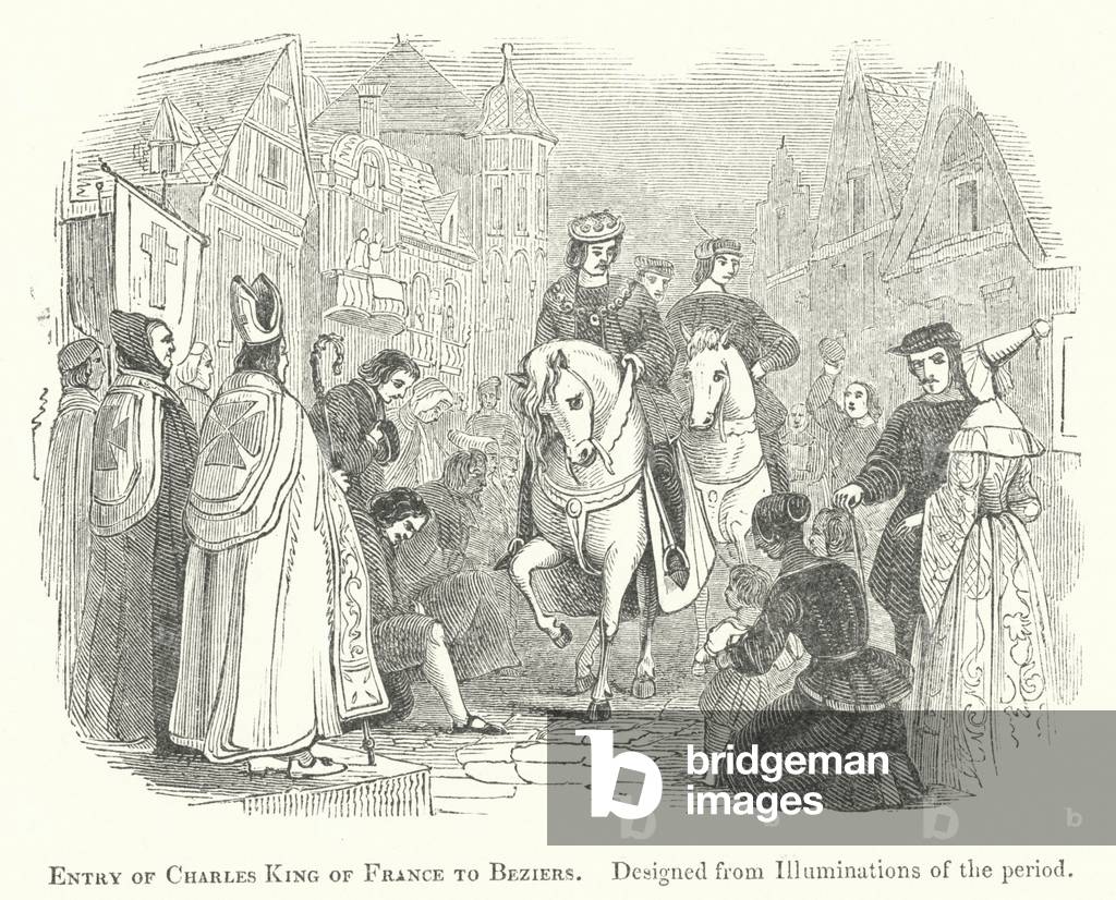 Entry of Charles King of France to Beziers (engraving)