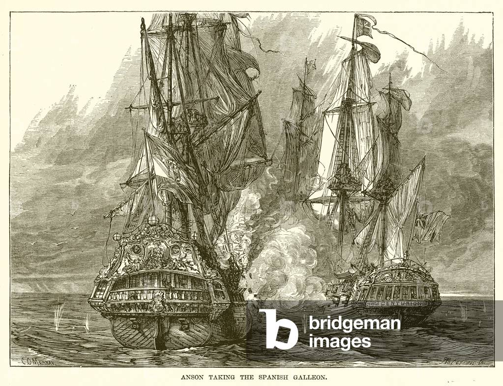 Anson taking Spanish Galleon (engraving)