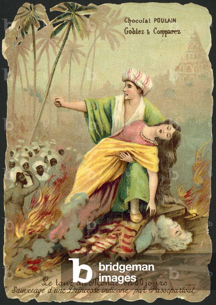 Scene from Around the World in Eighty Days, by Jules Verne (chromolitho)
