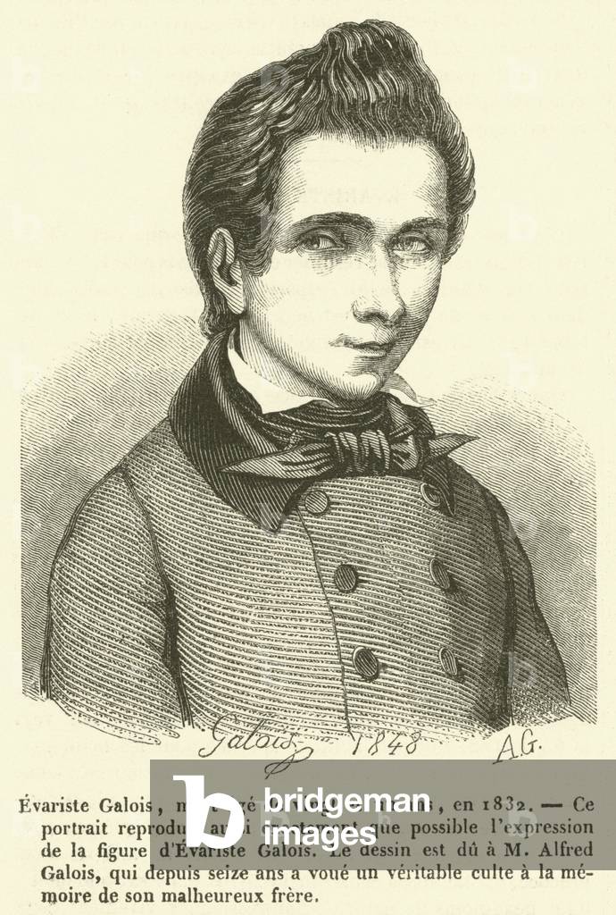 Evariste Galois, mort age de vingt et un ans, en 1832 (engraving)