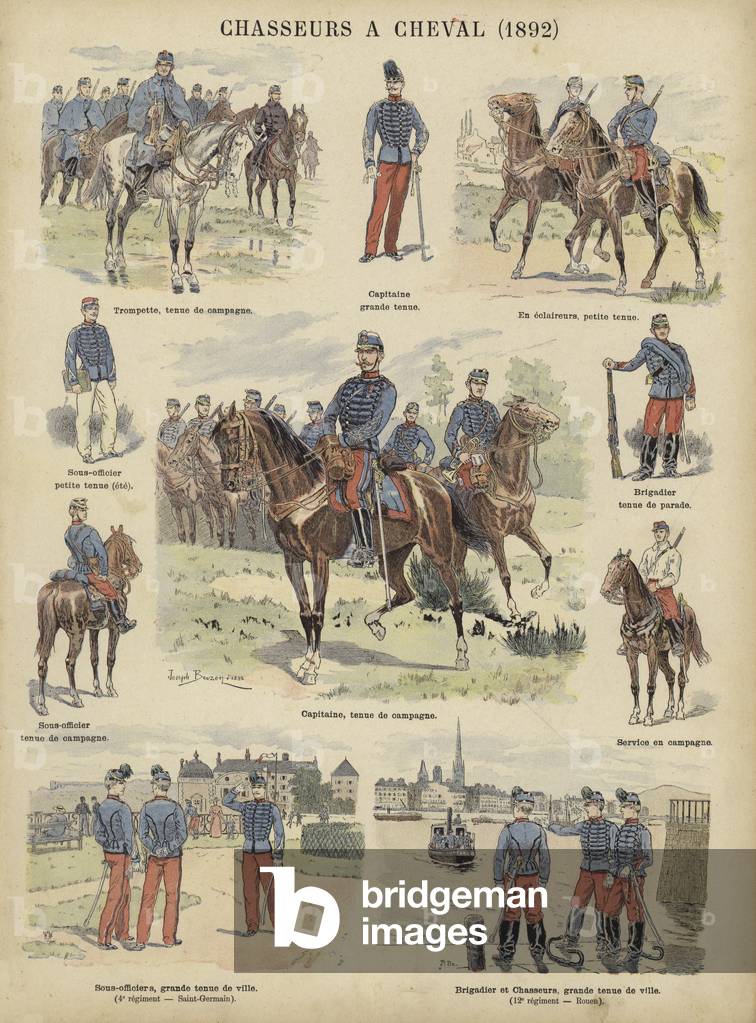Chasseurs a cheval of the French army, 1892 (colour litho)