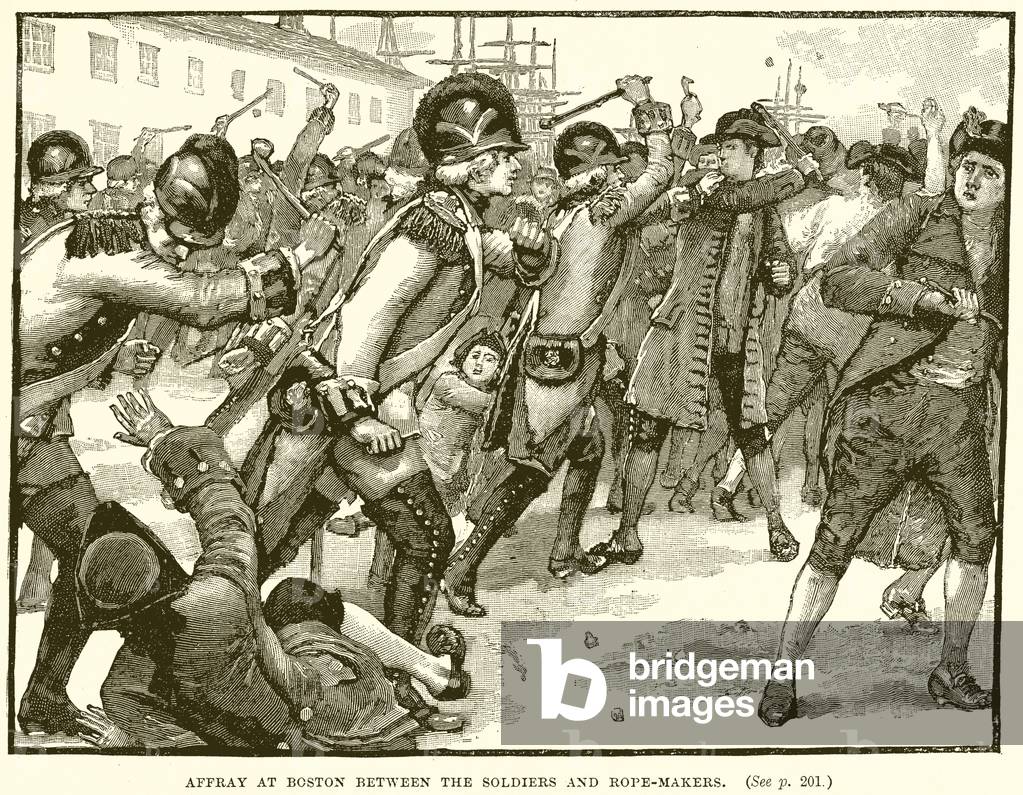 Affray at Boston between the Soldiers and Rope-Makers (engraving)