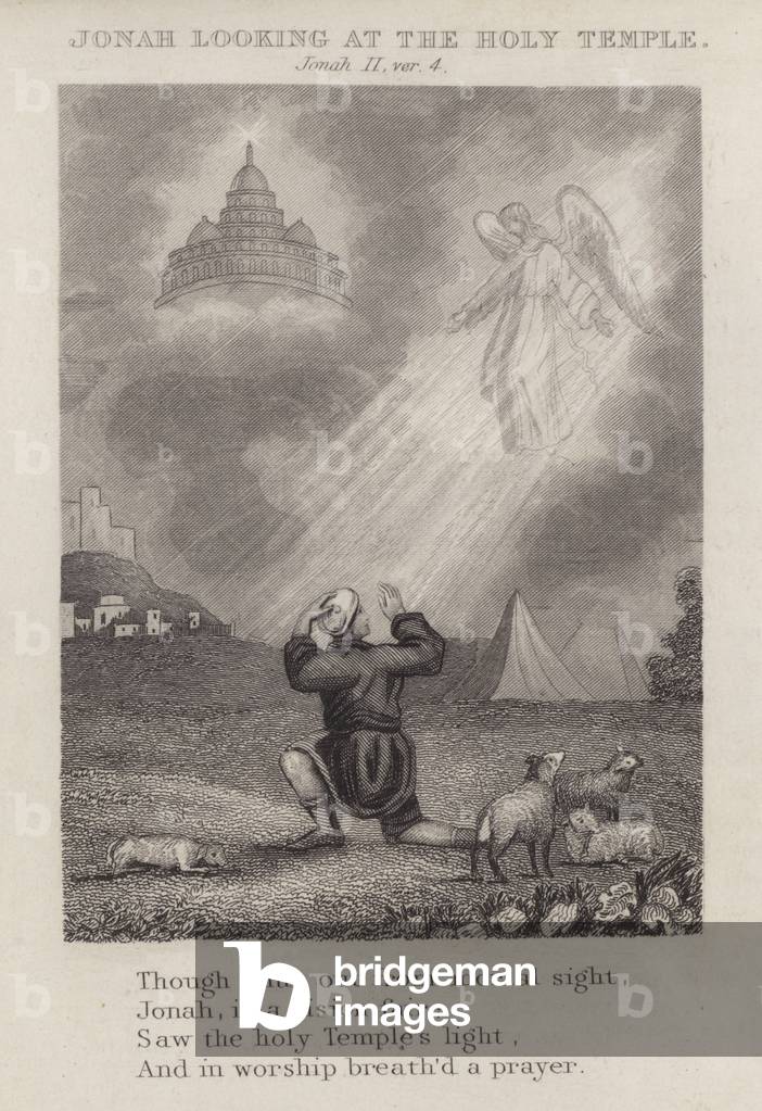 Jonah looking at the Holy Temple, Jonah II, ver 4 (engraving)