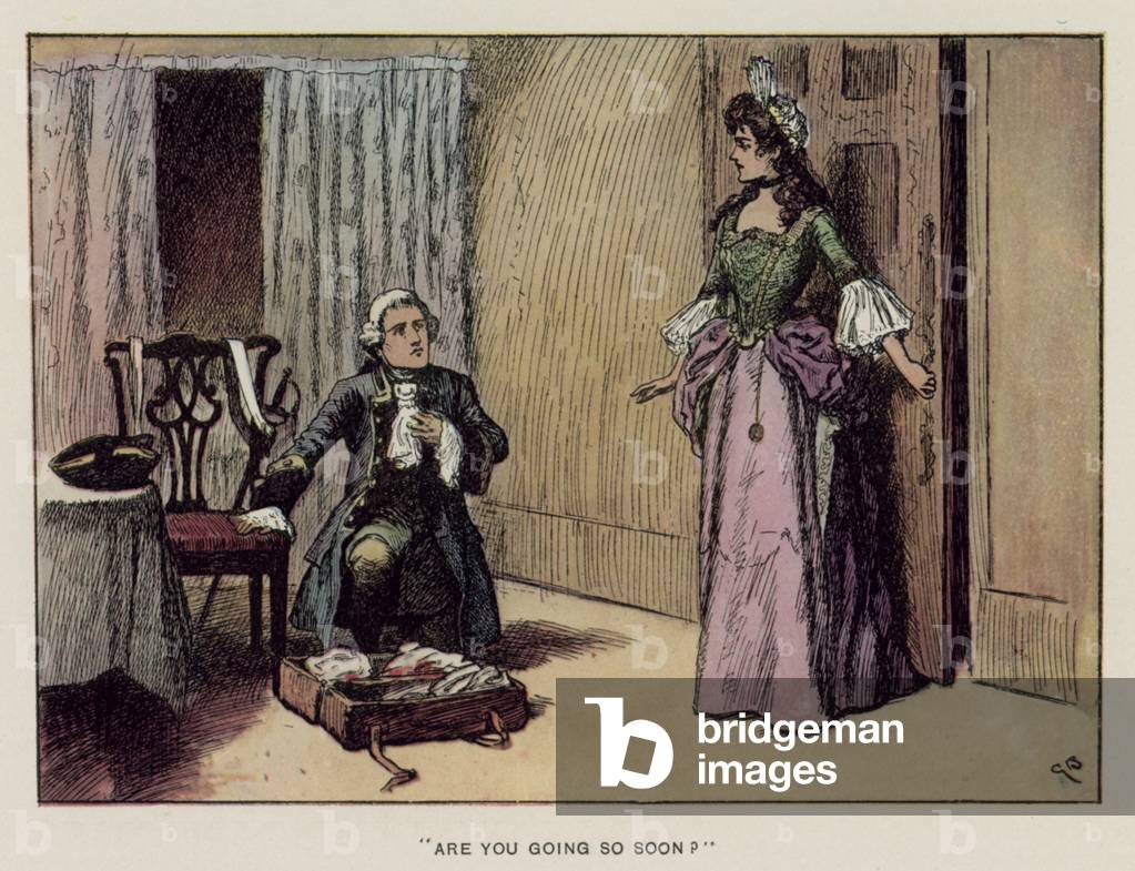 Illustration for The History of Henry Esmond by Thackeray (colour litho)