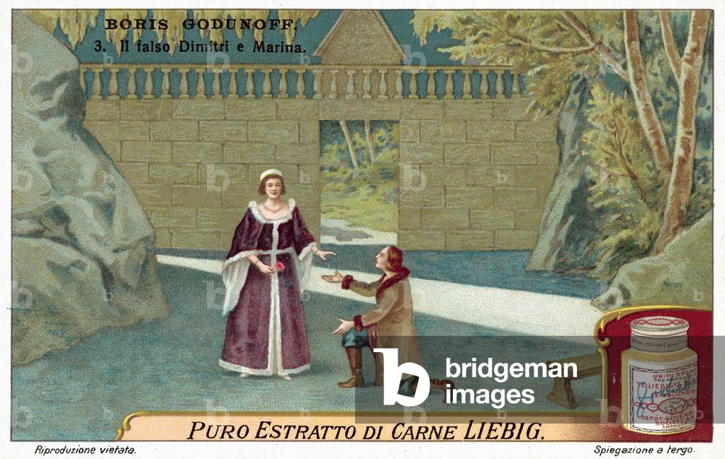 Scene from Modest Mussorgsky's opera Boris Godunov (chromolitho)