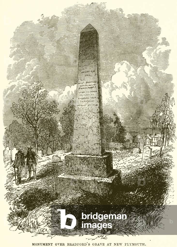 Monument over Bradford's Grave at New Plymouth (engraving)