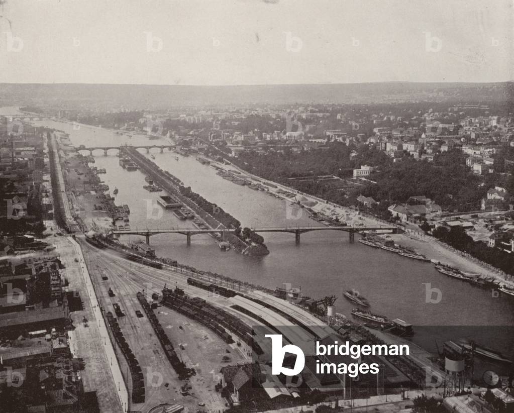 Paris: View of the Seine, West, from Eiffel Tower (b/w photo)