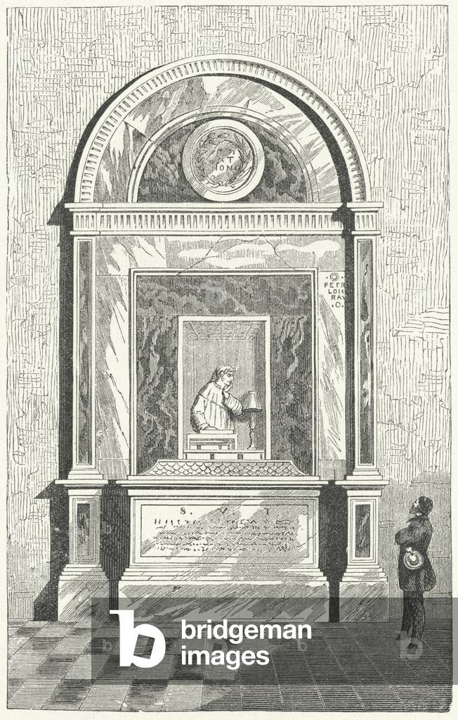 Dante's tomb in Ravenna, Italy (engraving)
