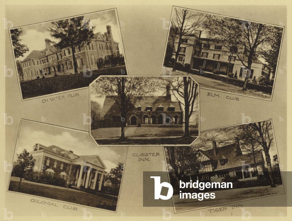 Princeton University: Charter Club; Elm Club; Cloister Inn; Colonial Club; Tiger Inn (b/w photo)