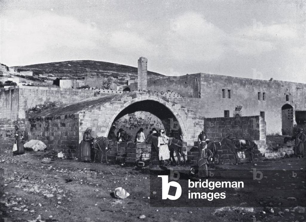 St Mary's Well, or the Fountain of the Virgin at Nazareth (b/w photo)