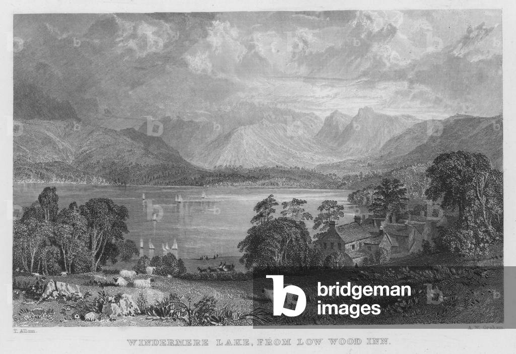 Windermere Lake, from Low Wood Inn (engraving)