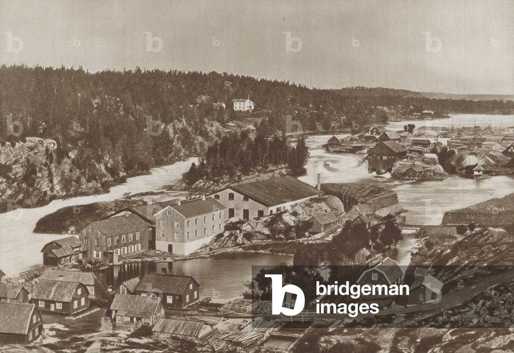 Factories of Trollhattan, Sweden (b/w photo)