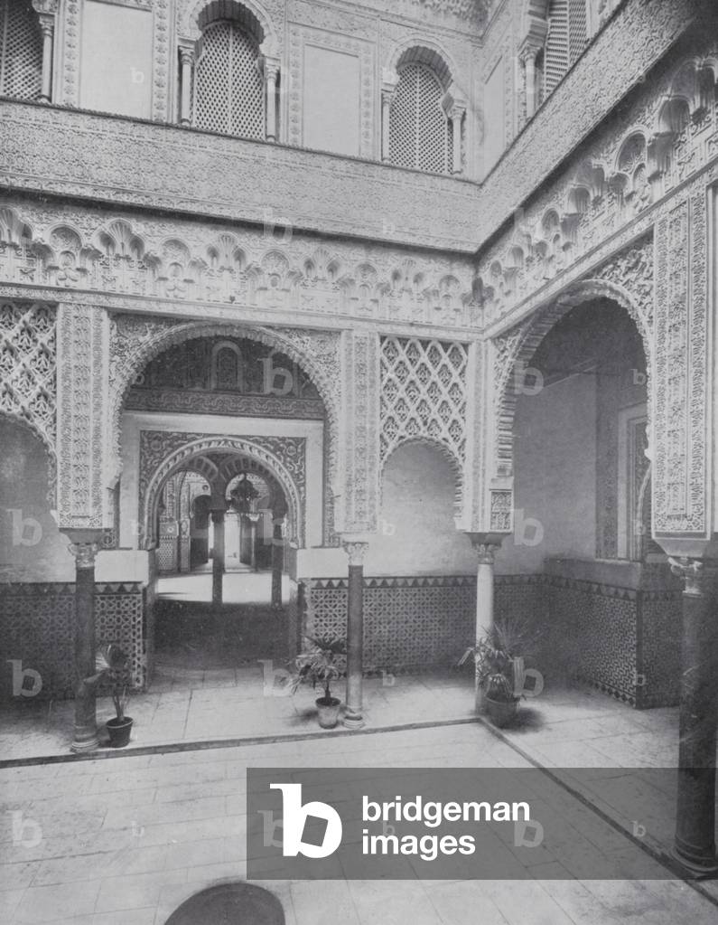 Court of the Dolls, Alcazar, Seville (b/w photo)