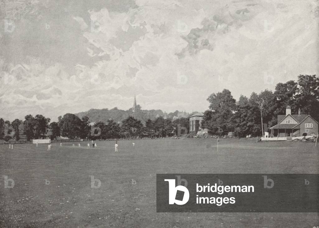 Harrow, from the School Cricket-Ground (b/w photo)