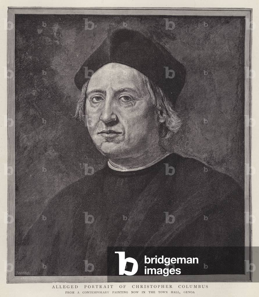 Christopher Columbus, Genoese navigator (litho)