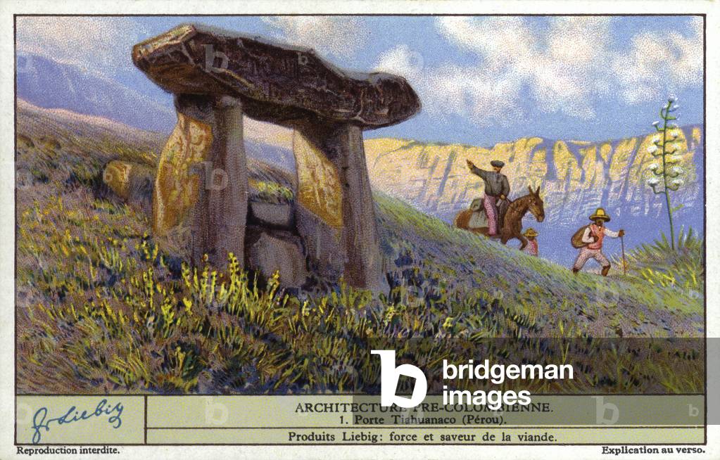 Gate of the Sun, built by the ancient Tiwananku culture, Bolivia (chromolitho)